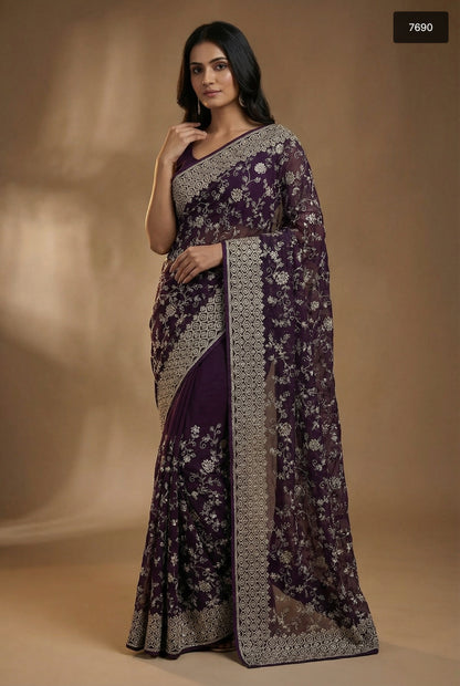 Exquisite Crunchy Fabric With  Zari Work Designer Saree Collection