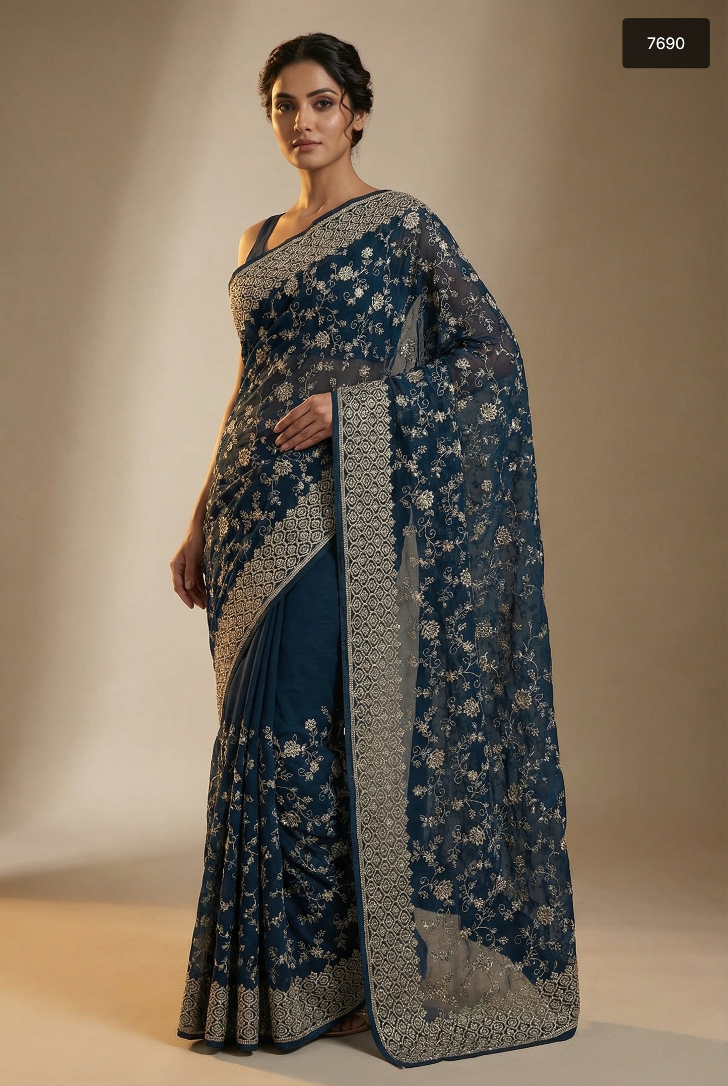 Exquisite Crunchy Fabric With  Zari Work Designer Saree Collection