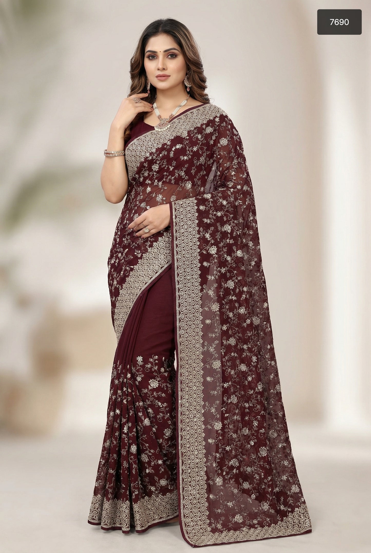 Exquisite Crunchy Fabric With  Zari Work Designer Saree Collection