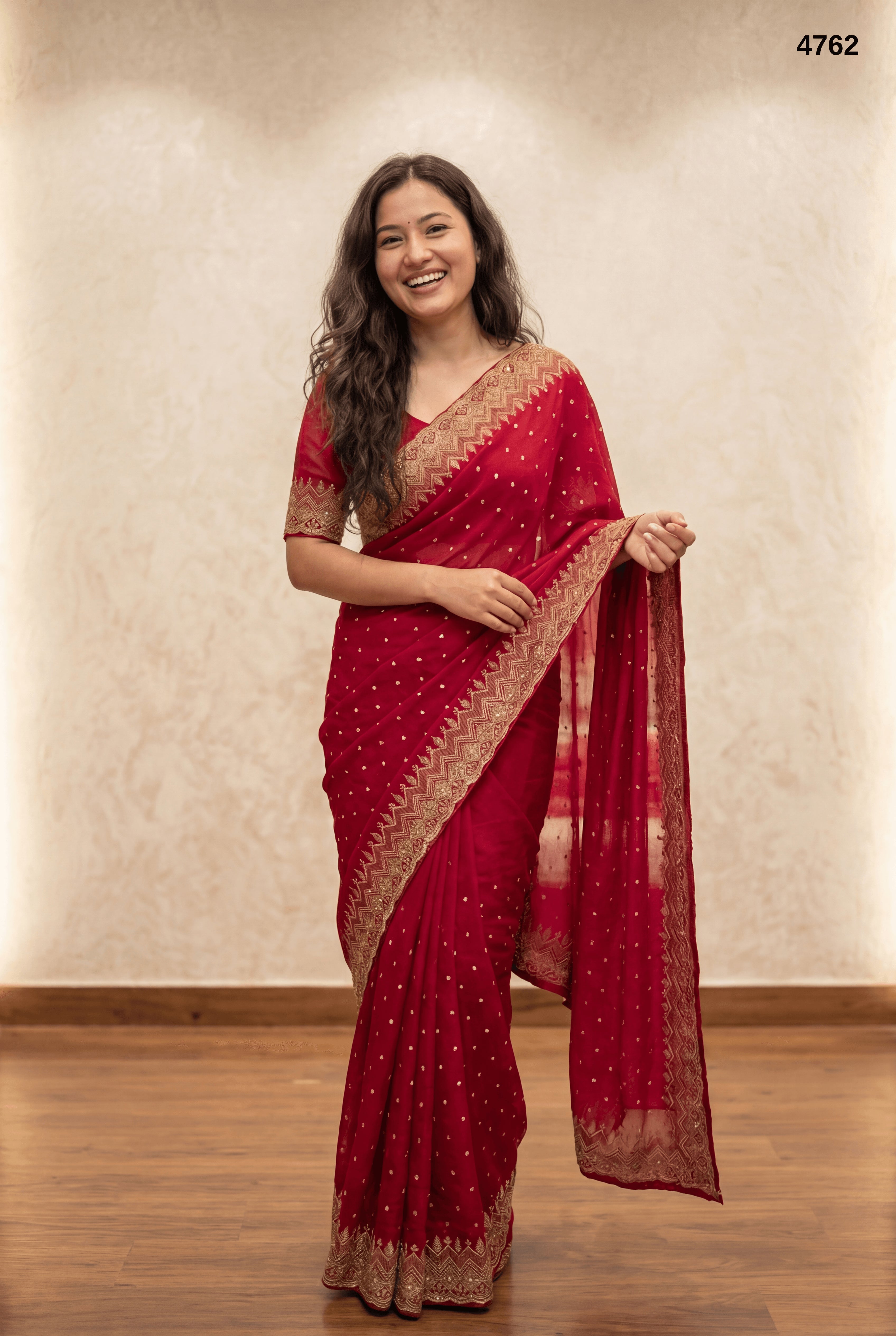 Pink Elegant Party Wear Saree with Golden Woven Border