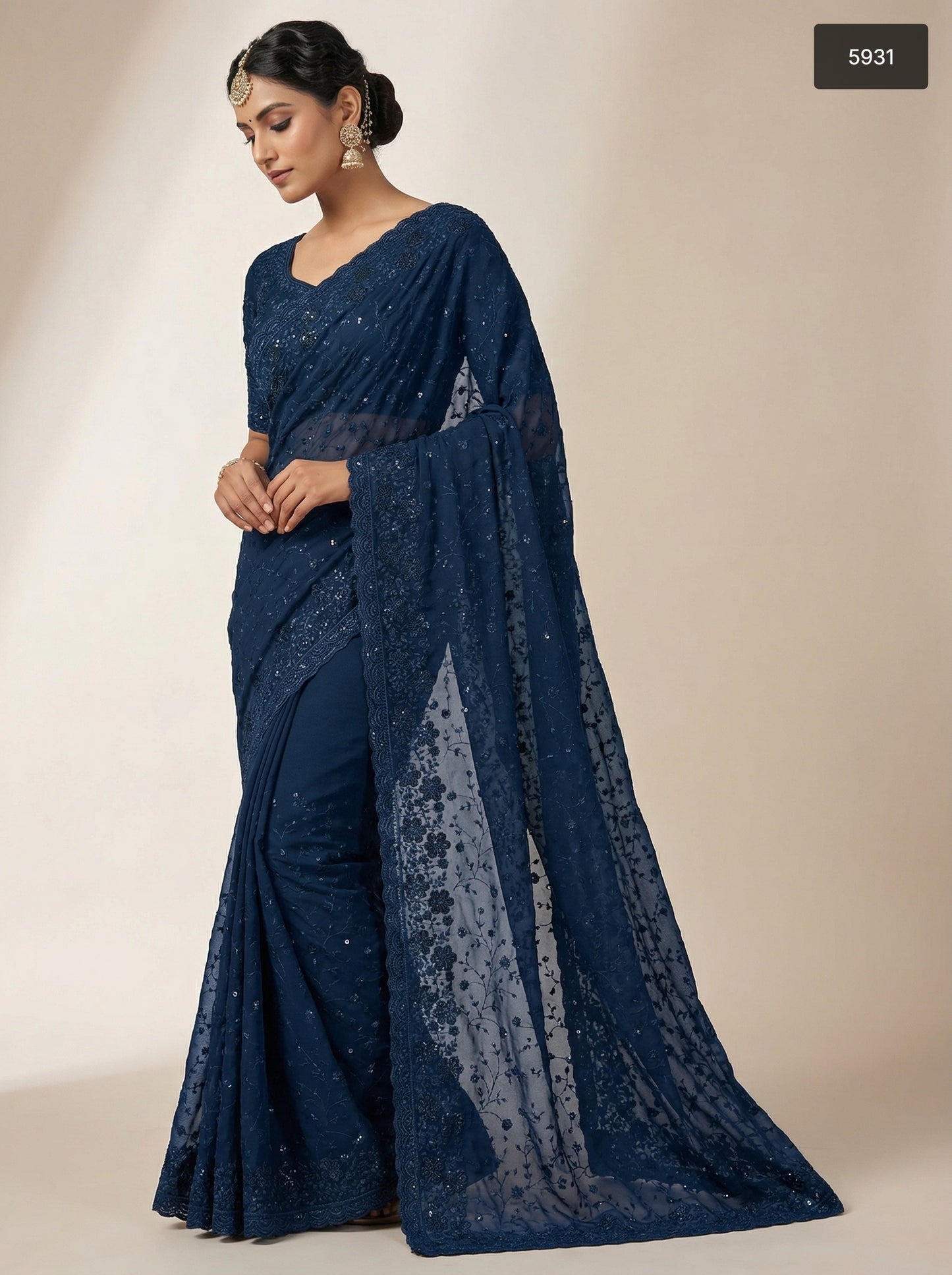 Premium & Stylish Red Sequin Embroidered Saree