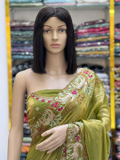 Soft Silky Dual Tone Designer Saree with Elegant Embroidery Border