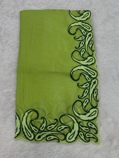 Elegant Crunchy Chiffon Saree with Embroidered Border – Lightweight & Premium Look