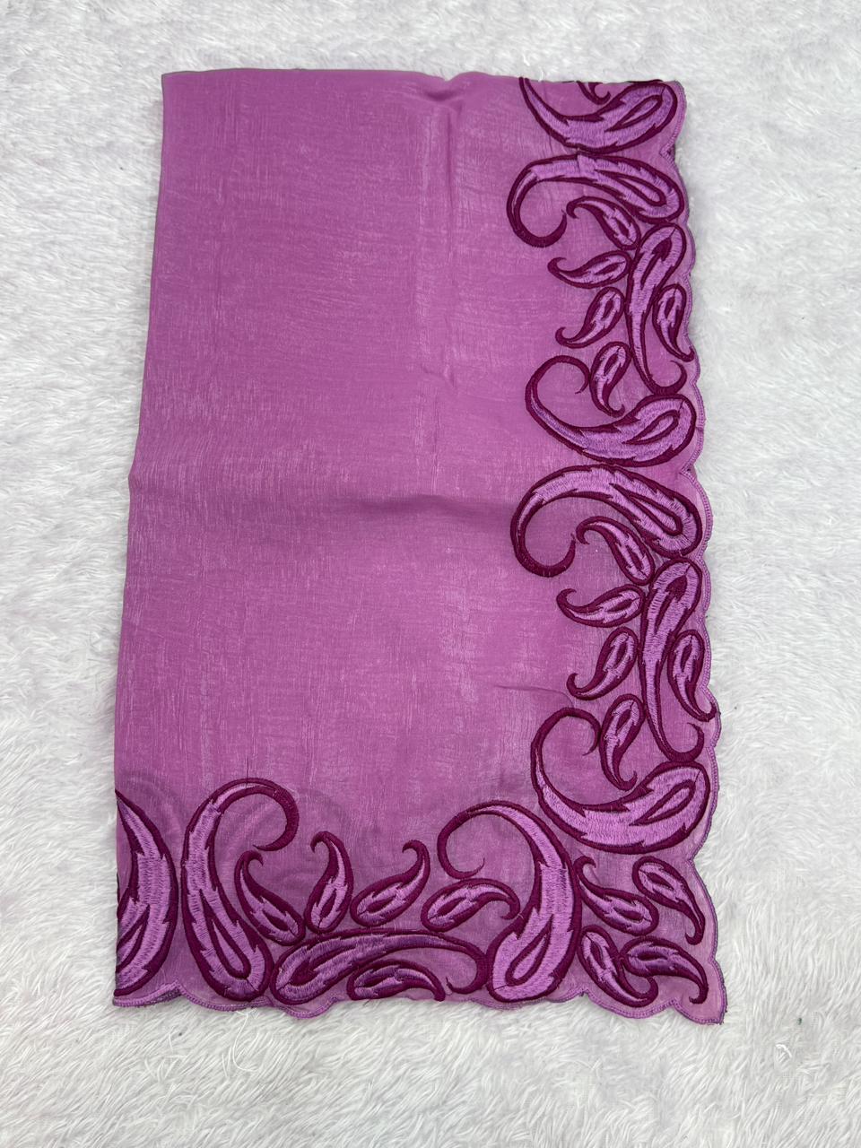 Elegant Crunchy Chiffon Saree with Designer Embroidered Border