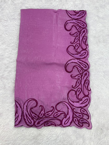 Elegant Crunchy Chiffon Saree with Designer Embroidered Border