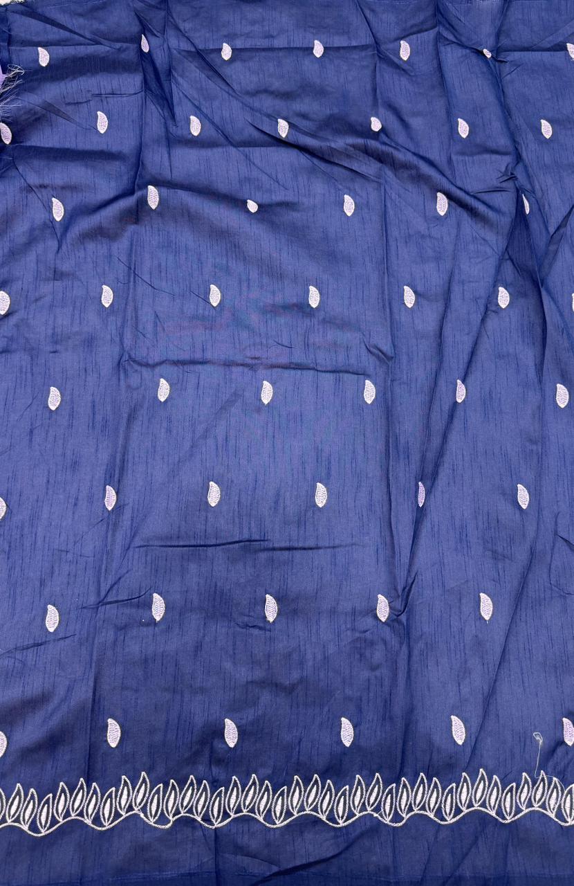 Premium Crunchy Chiffon Saree with Elegant Embroidery Border