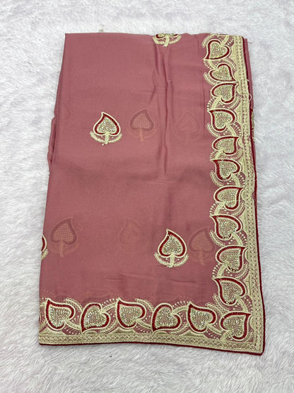 Elegant Mauve Rangoli Silk Saree with Embroidered Border