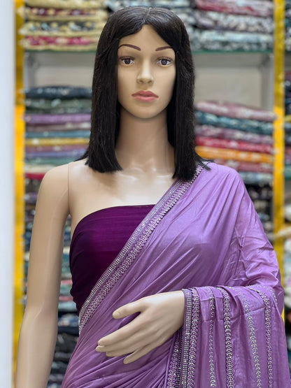 Elegant Pink Designer Saree with Premium Embellished Work