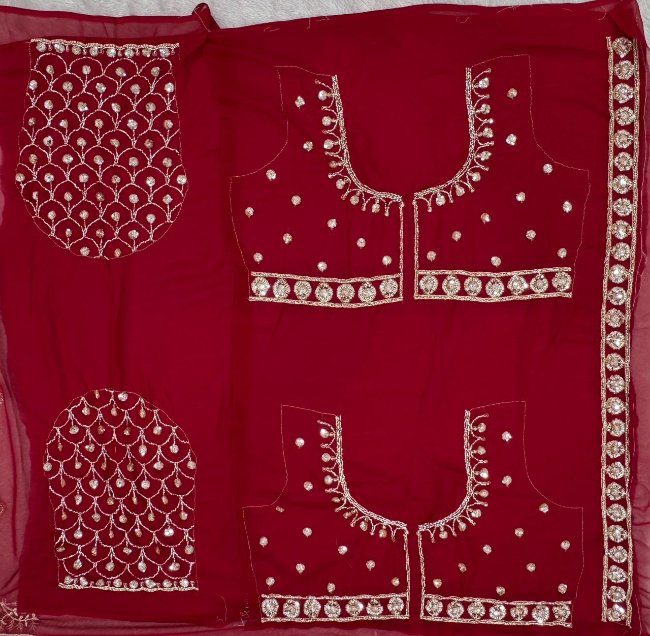 Royal Maroon Designer Saree with Beads & Sequins Work